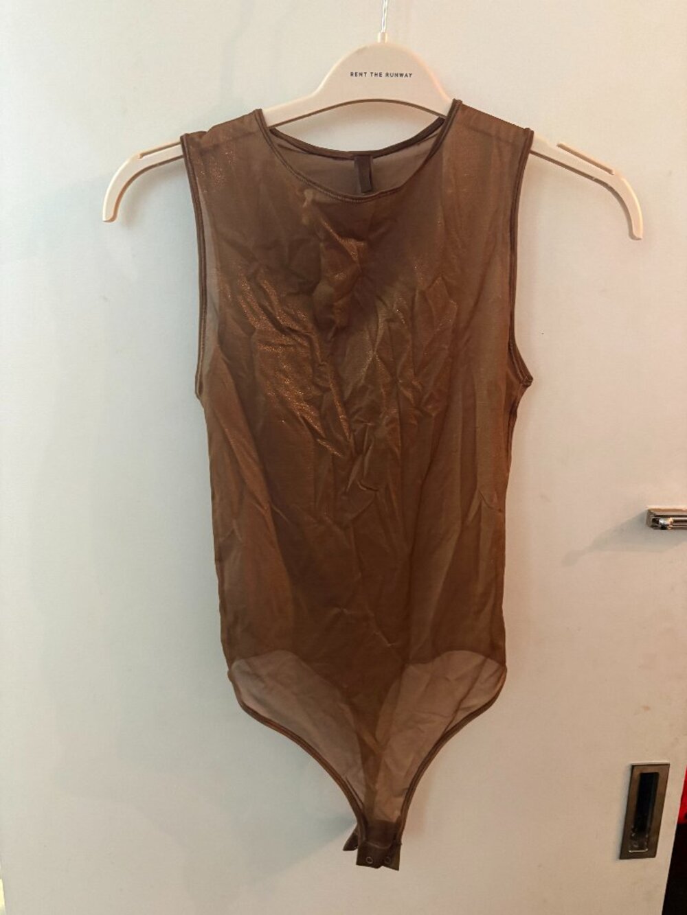 SKIMS Sheer Mesh Bodysuit Cocoa Bronze Sleeveless M/L